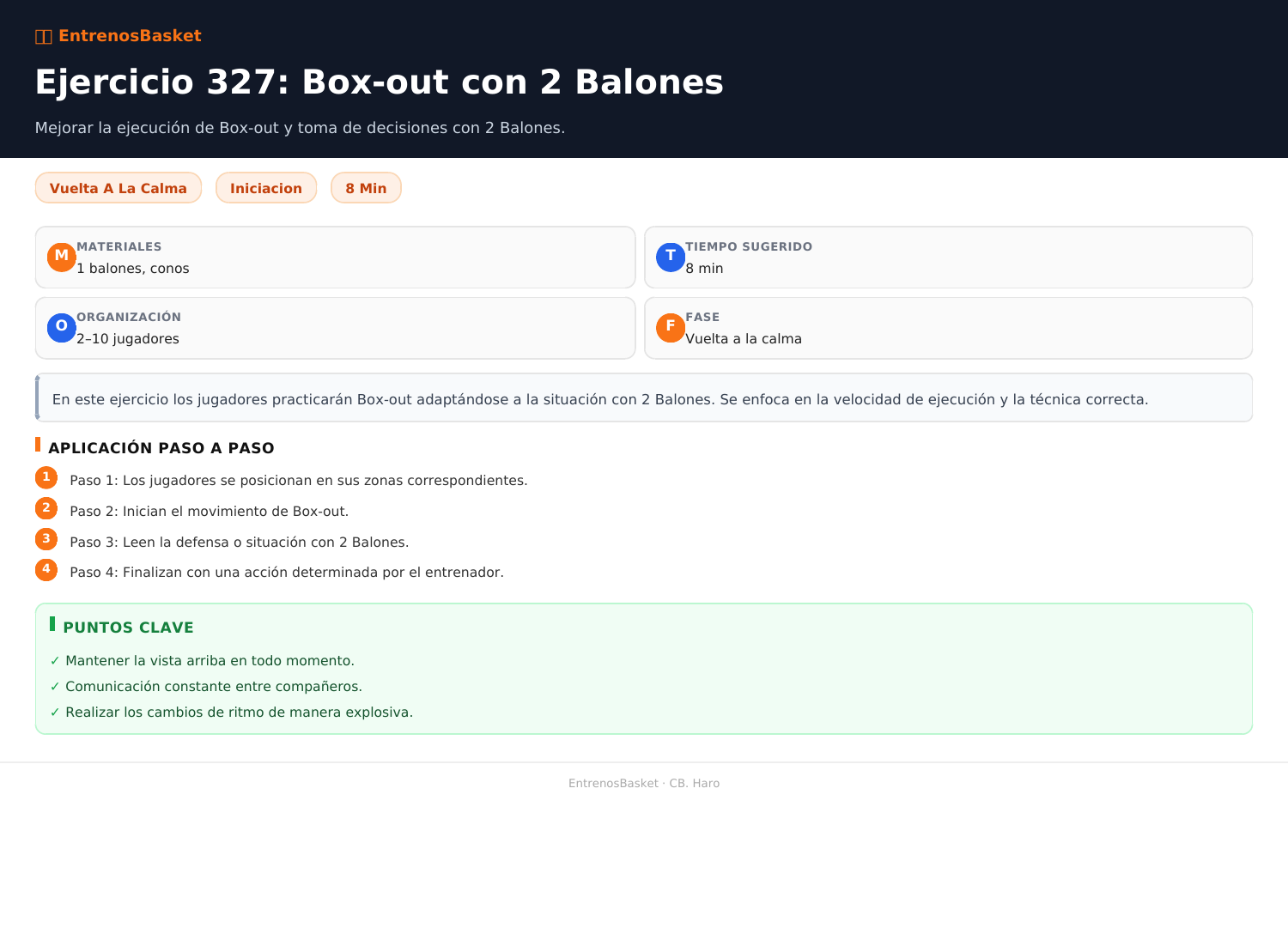 Ejercicio 327: Box-out con 2 Balones