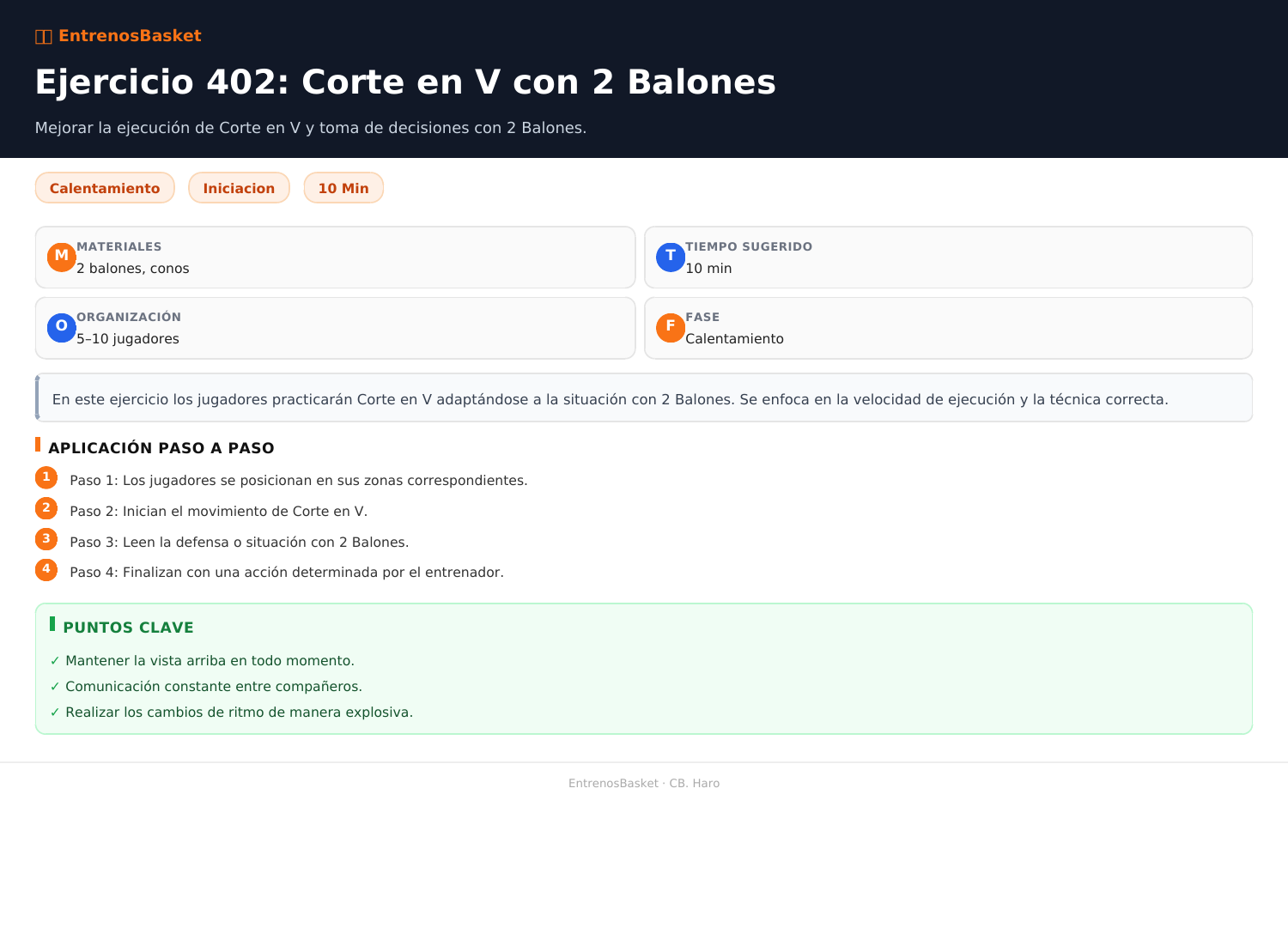 Ejercicio 402: Corte en V con 2 Balones