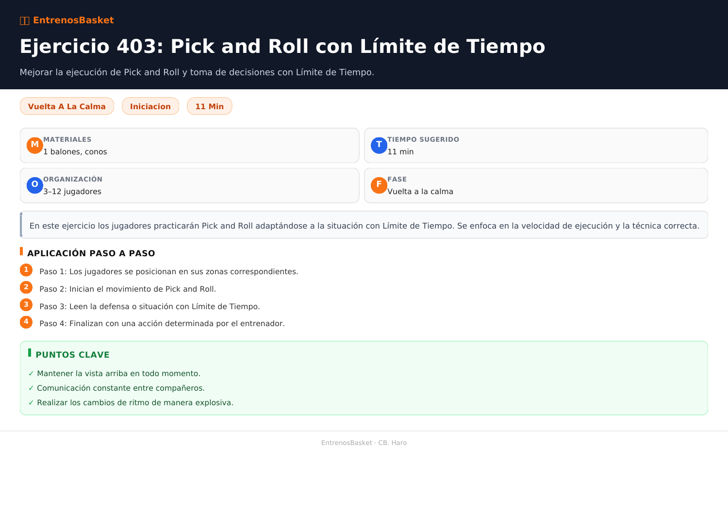 Ejercicio 403: Pick and Roll con Límite de Tiempo