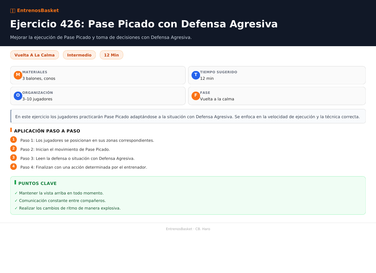Ejercicio 426: Pase Picado con Defensa Agresiva