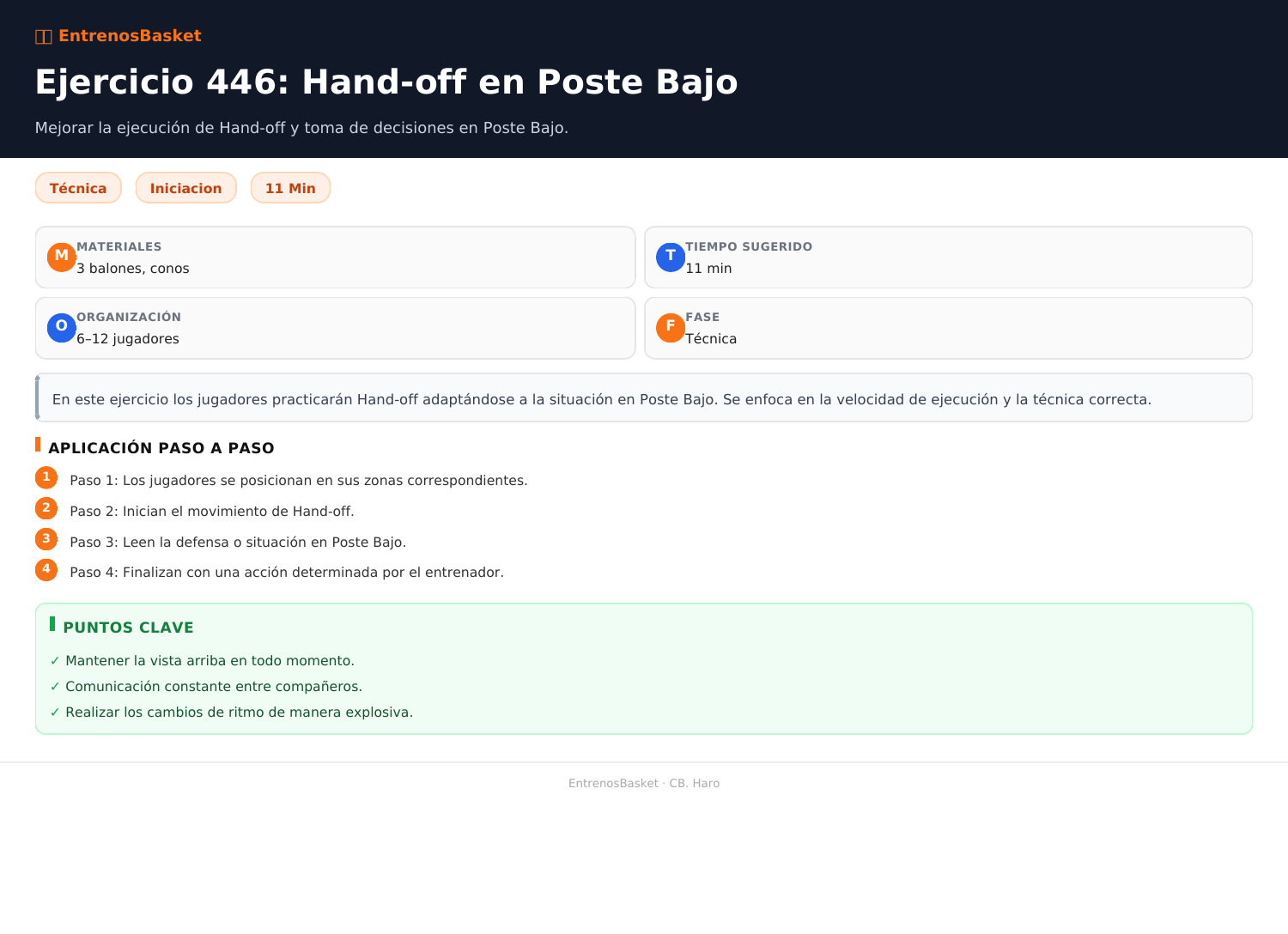 Ejercicio 446: Hand-off en Poste Bajo