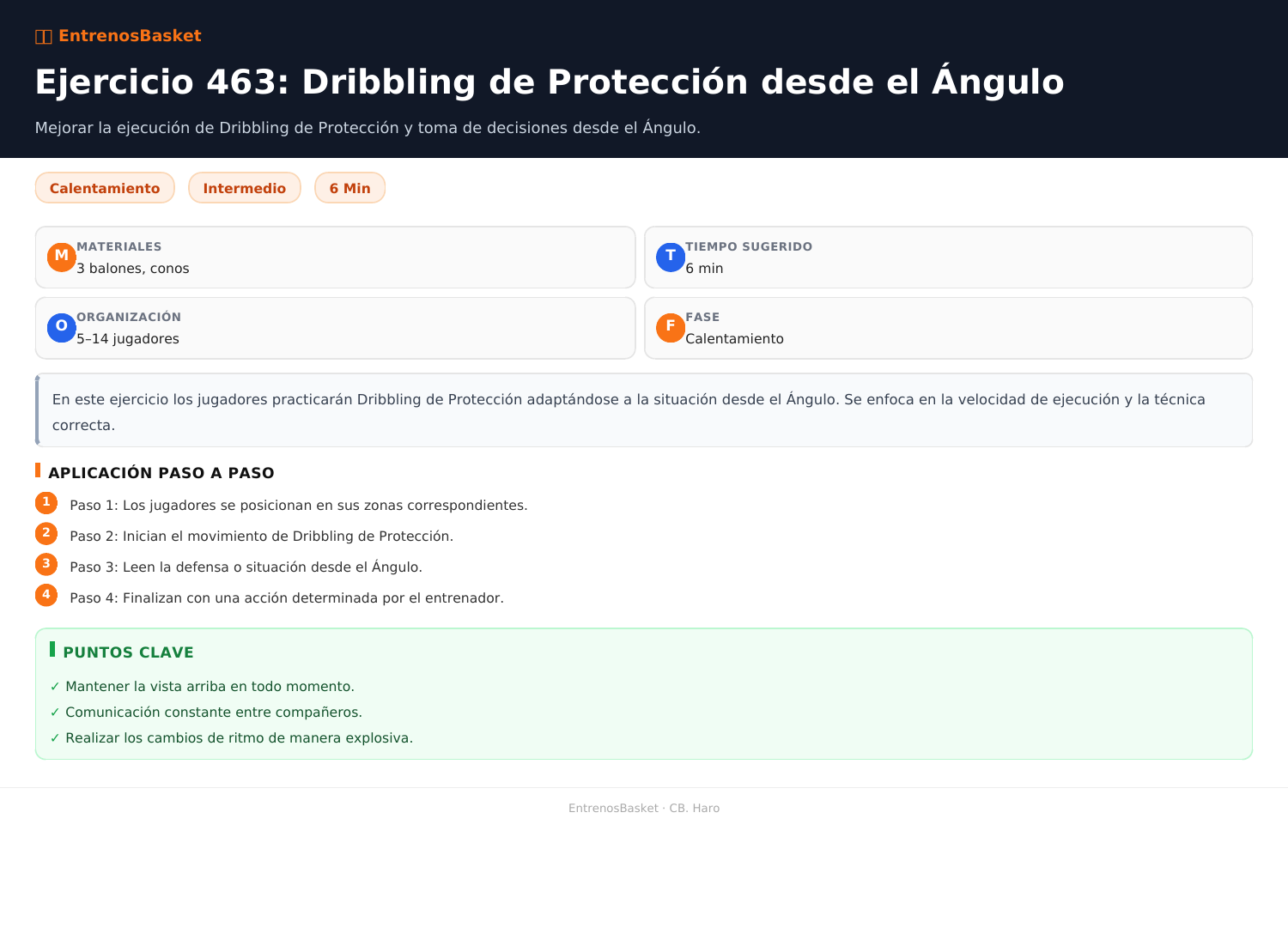 Ejercicio 463: Dribbling de Protección desde el Ángulo