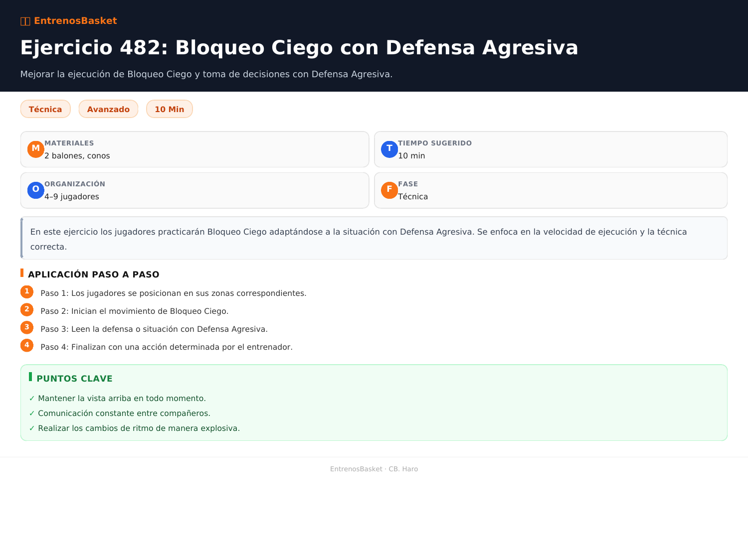 Ejercicio 482: Bloqueo Ciego con Defensa Agresiva