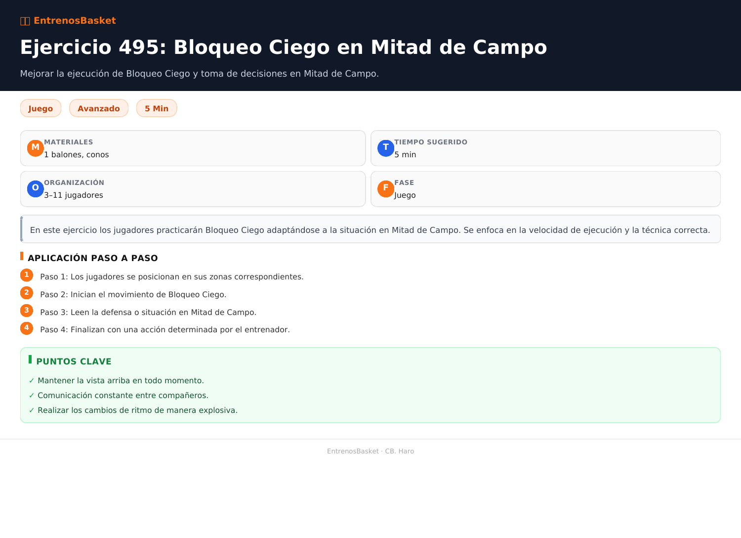 Ejercicio 495: Bloqueo Ciego en Mitad de Campo