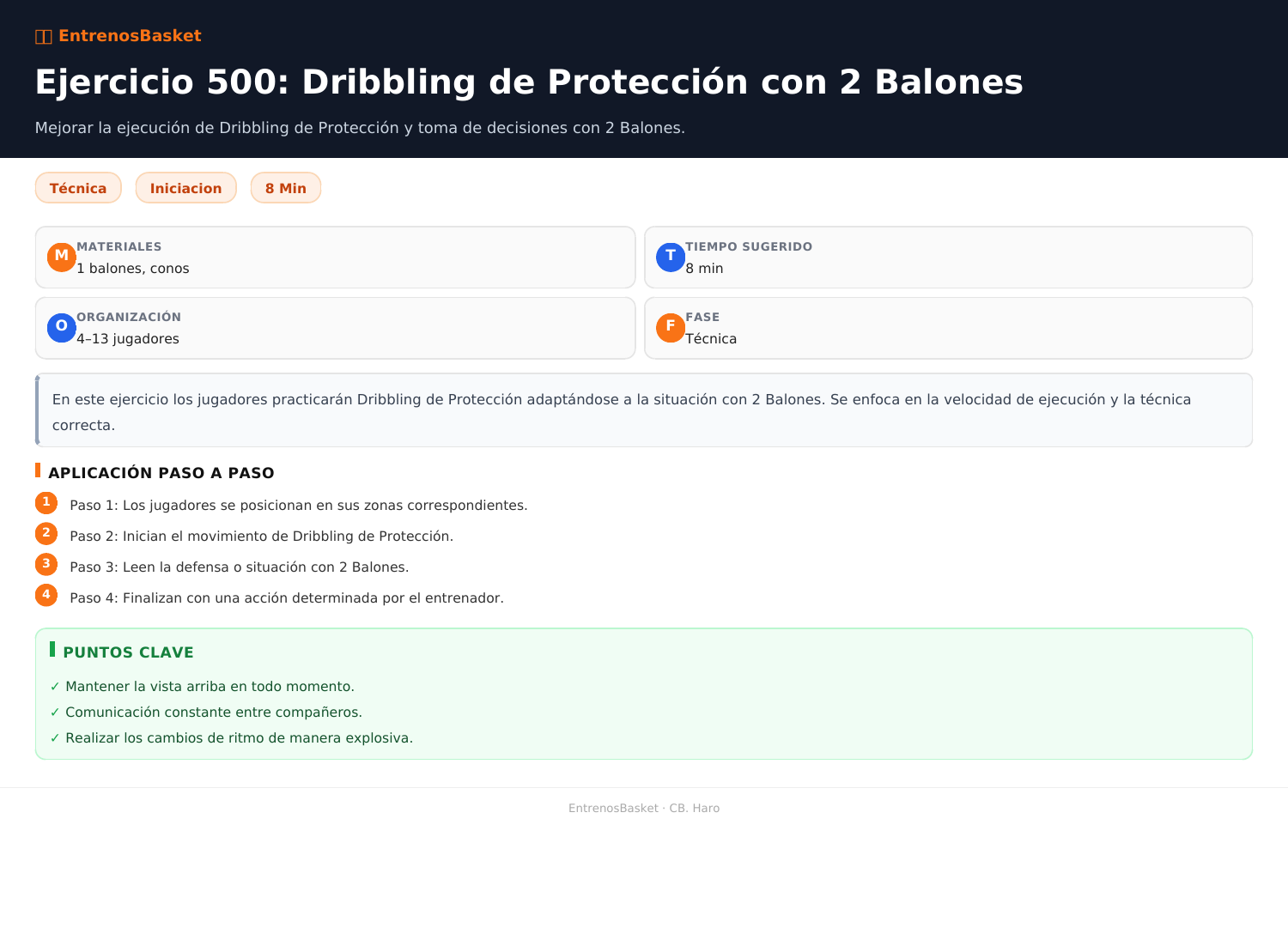 Ejercicio 500: Dribbling de Protección con 2 Balones