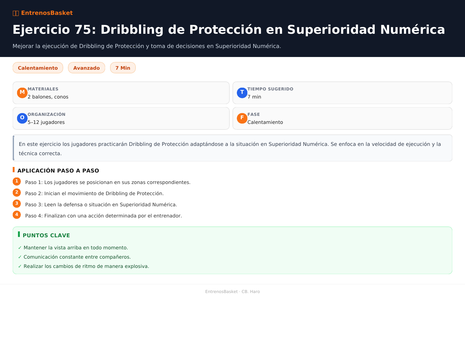 Ejercicio 75: Dribbling de Protección en Superioridad Numérica