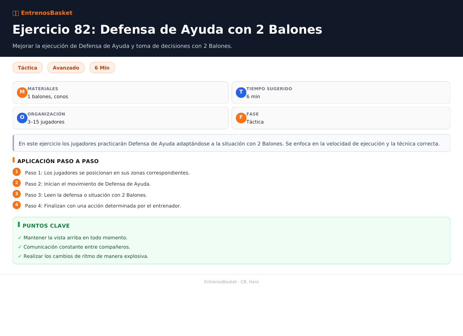 Ejercicio 82: Defensa de Ayuda con 2 Balones