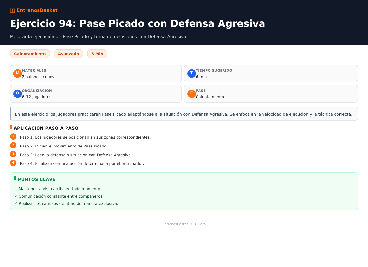 Ejercicio 94: Pase Picado con Defensa Agresiva