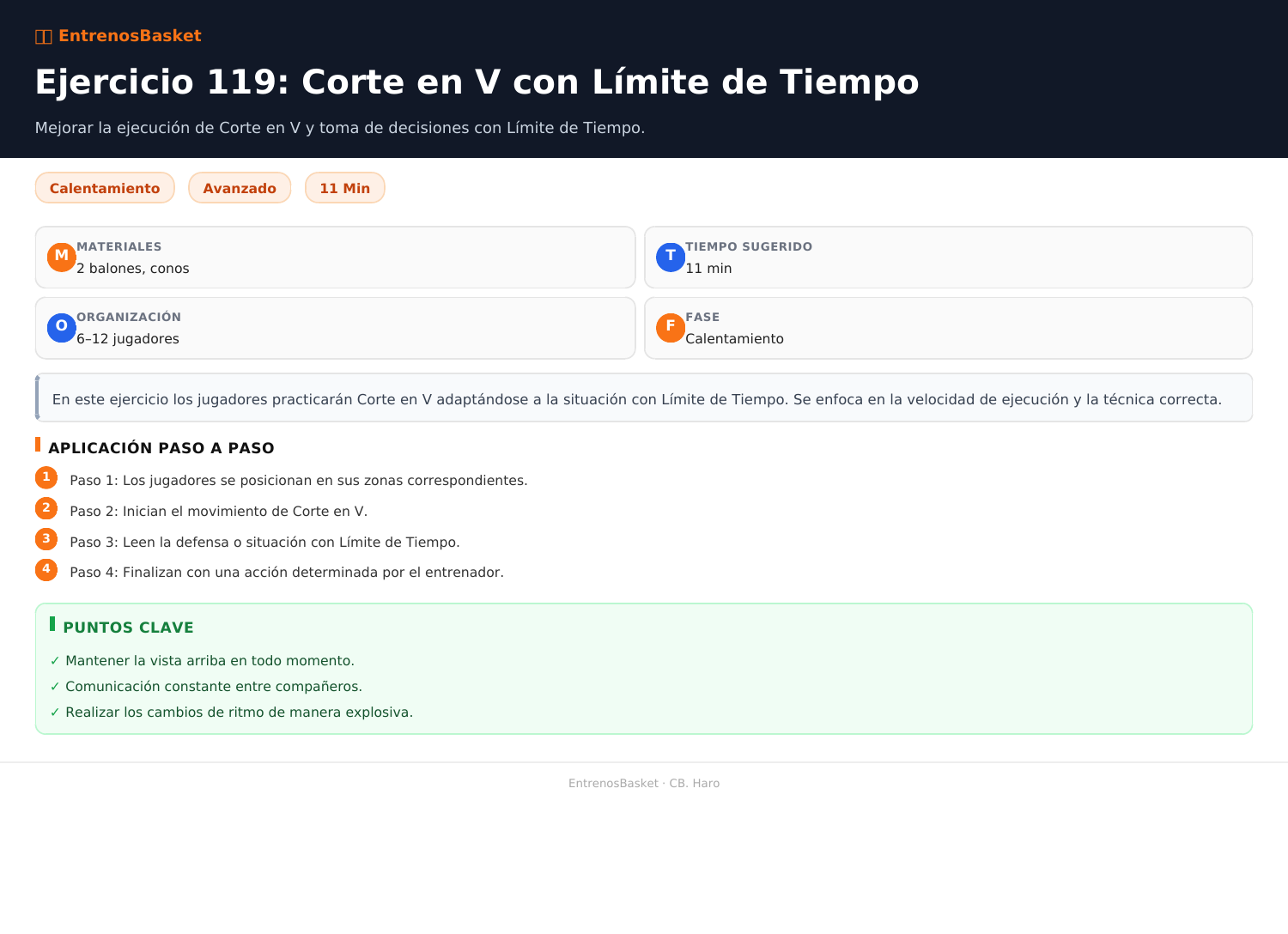 Ejercicio 119: Corte en V con Límite de Tiempo