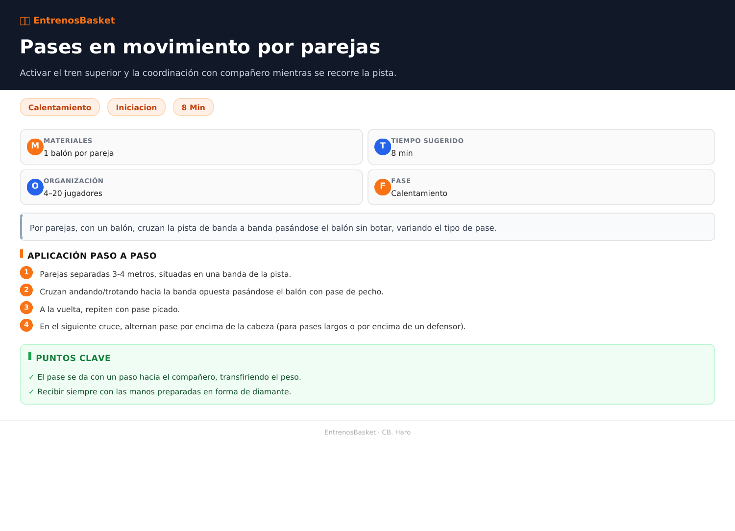 Pases en movimiento por parejas