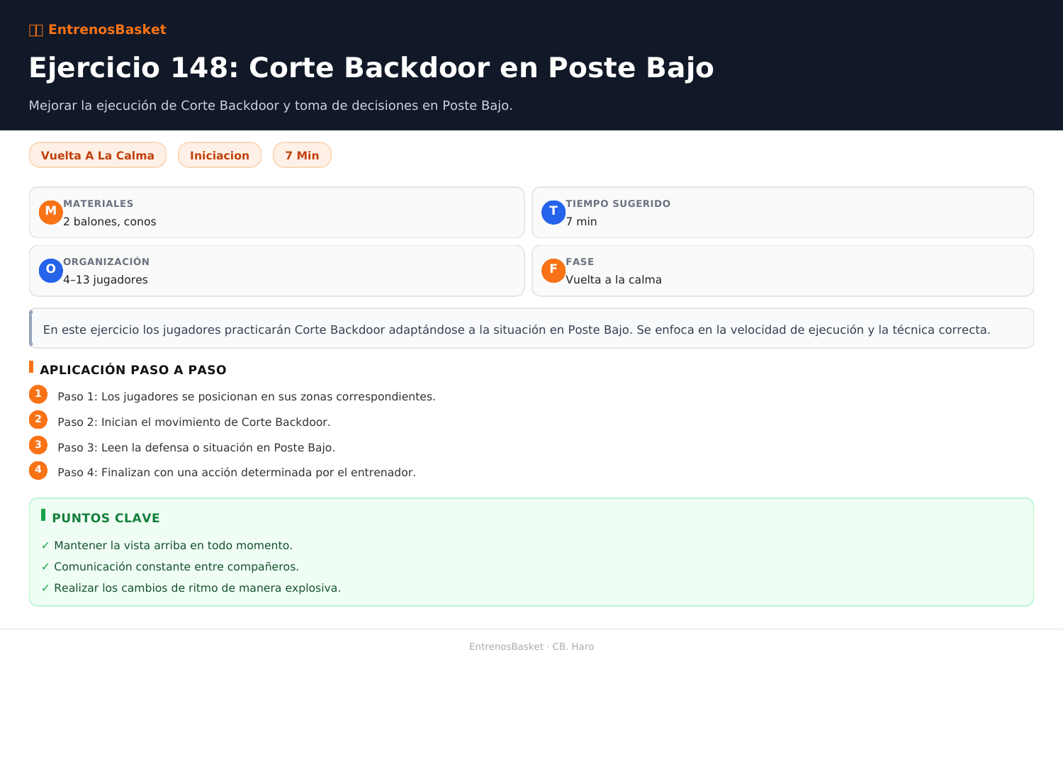 Ejercicio 148: Corte Backdoor en Poste Bajo