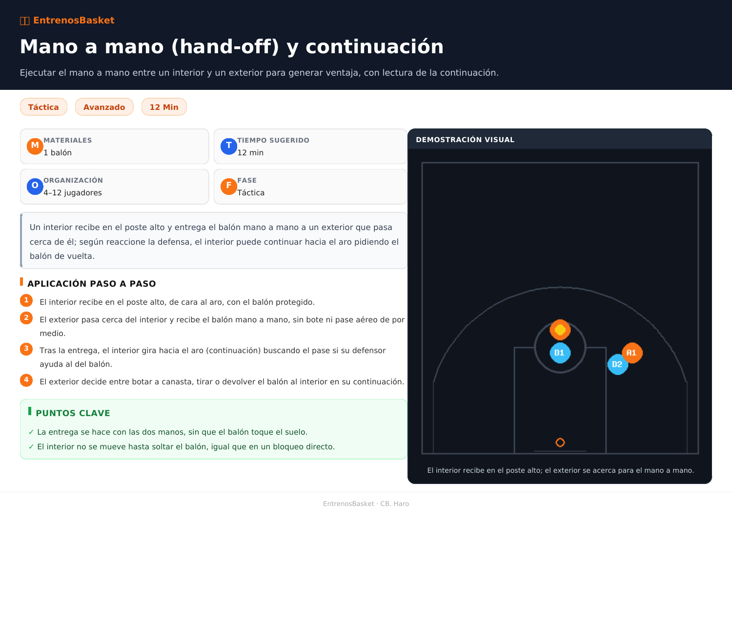 Mano a mano (hand-off) y continuación