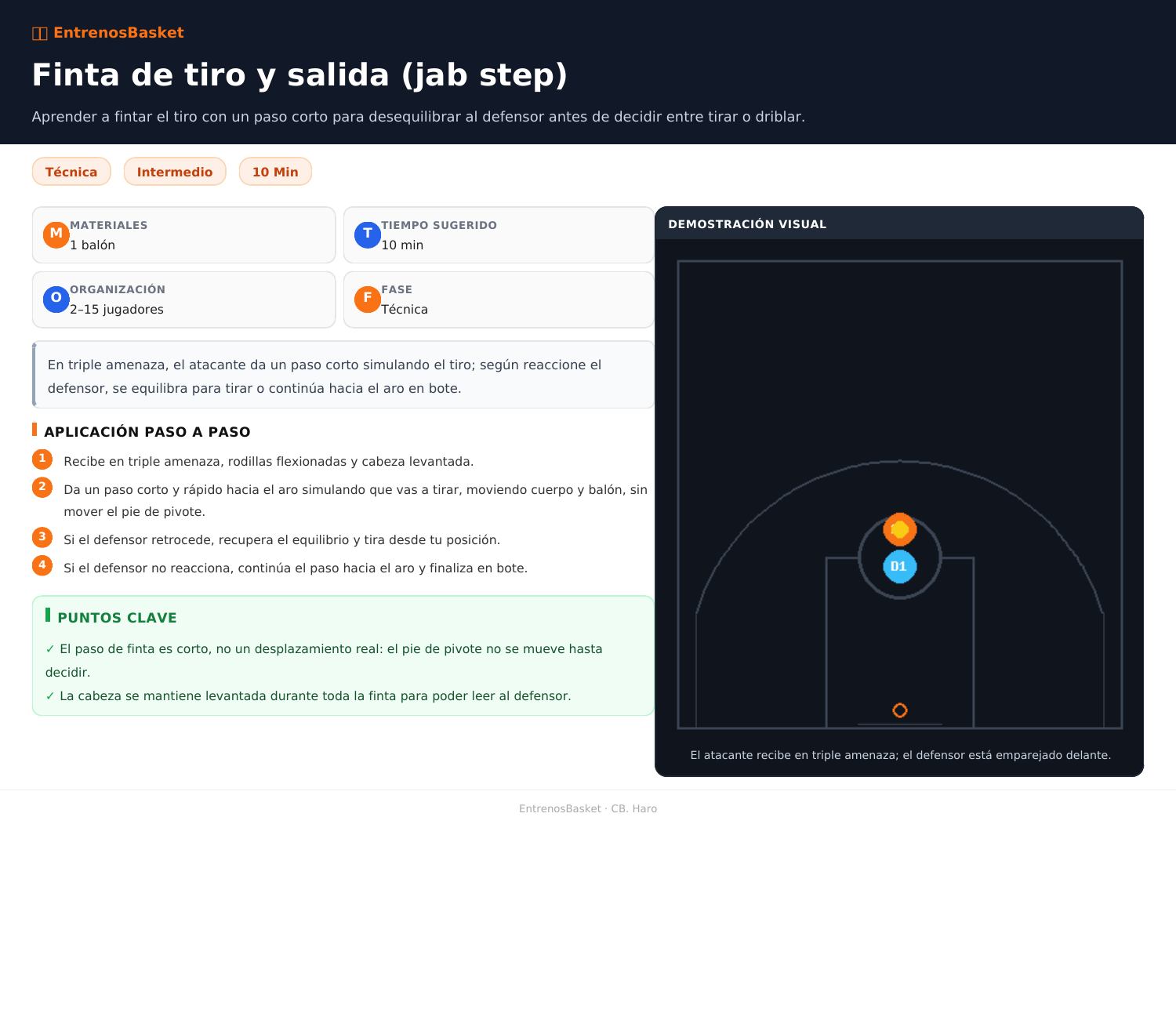 Finta de tiro y salida (jab step)