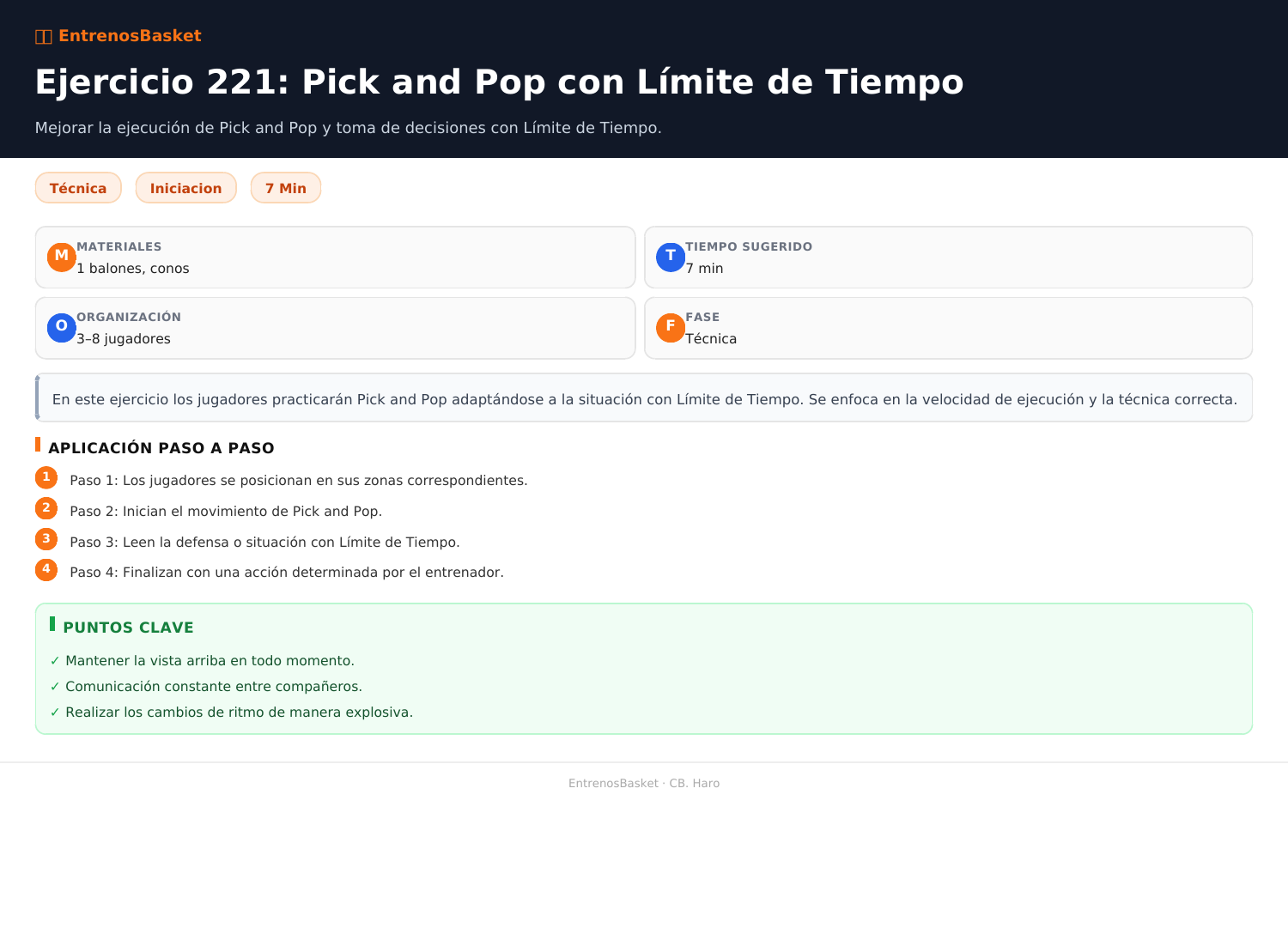 Ejercicio 221: Pick and Pop con Límite de Tiempo