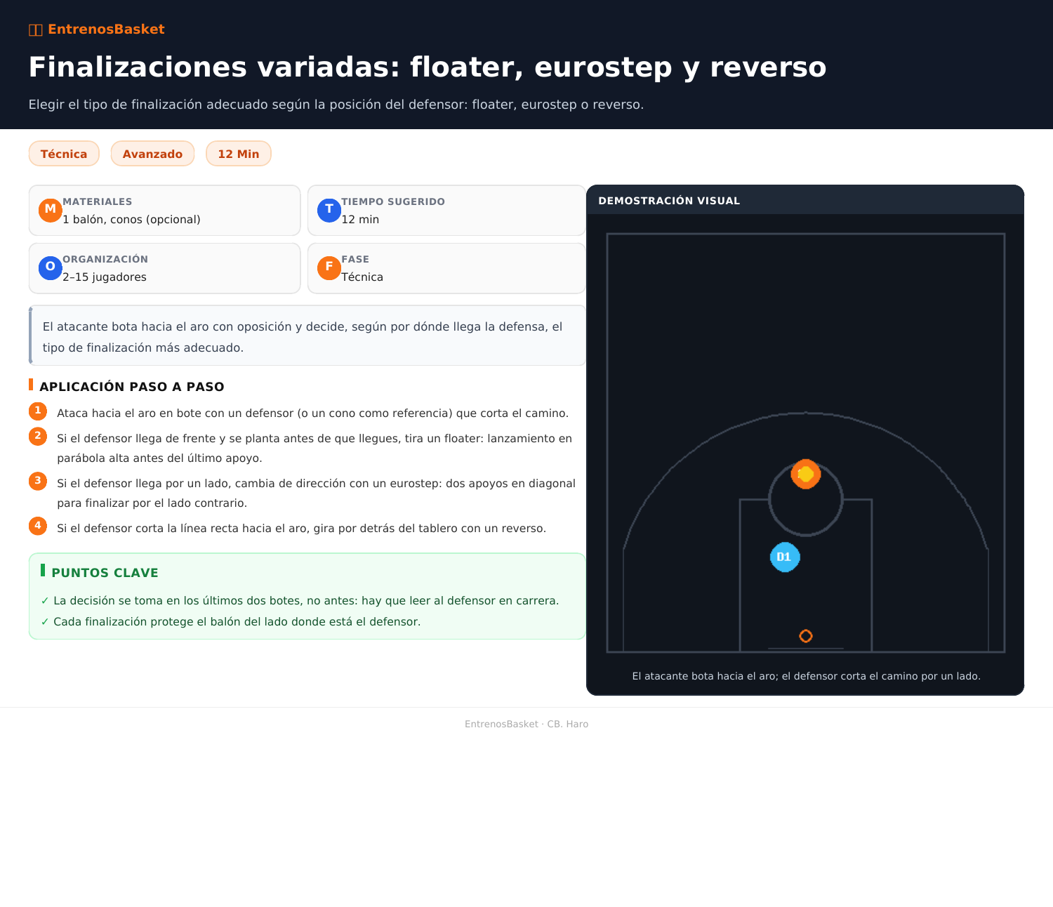 Finalizaciones variadas: floater, eurostep y reverso