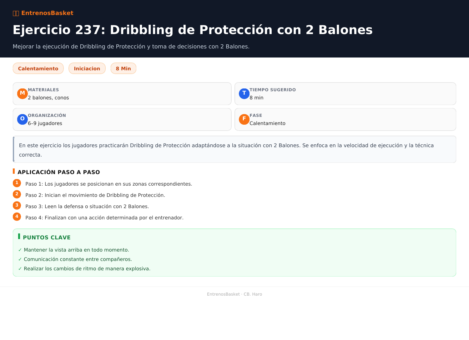 Ejercicio 237: Dribbling de Protección con 2 Balones