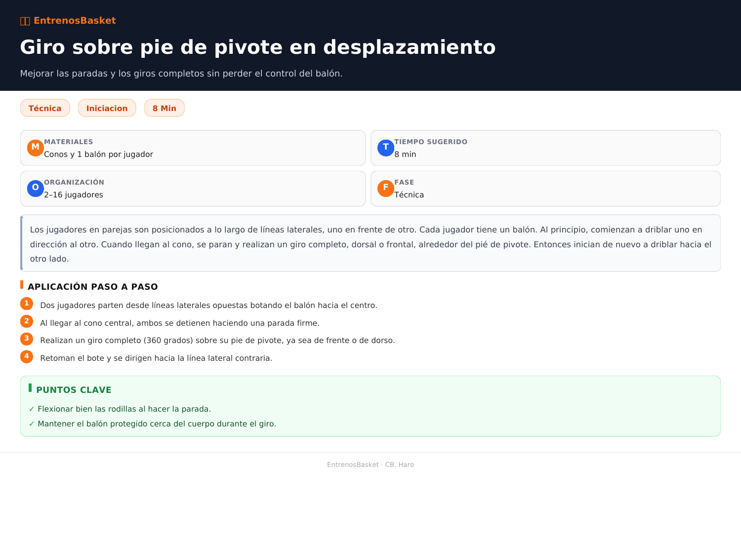 Giro sobre pie de pivote en desplazamiento