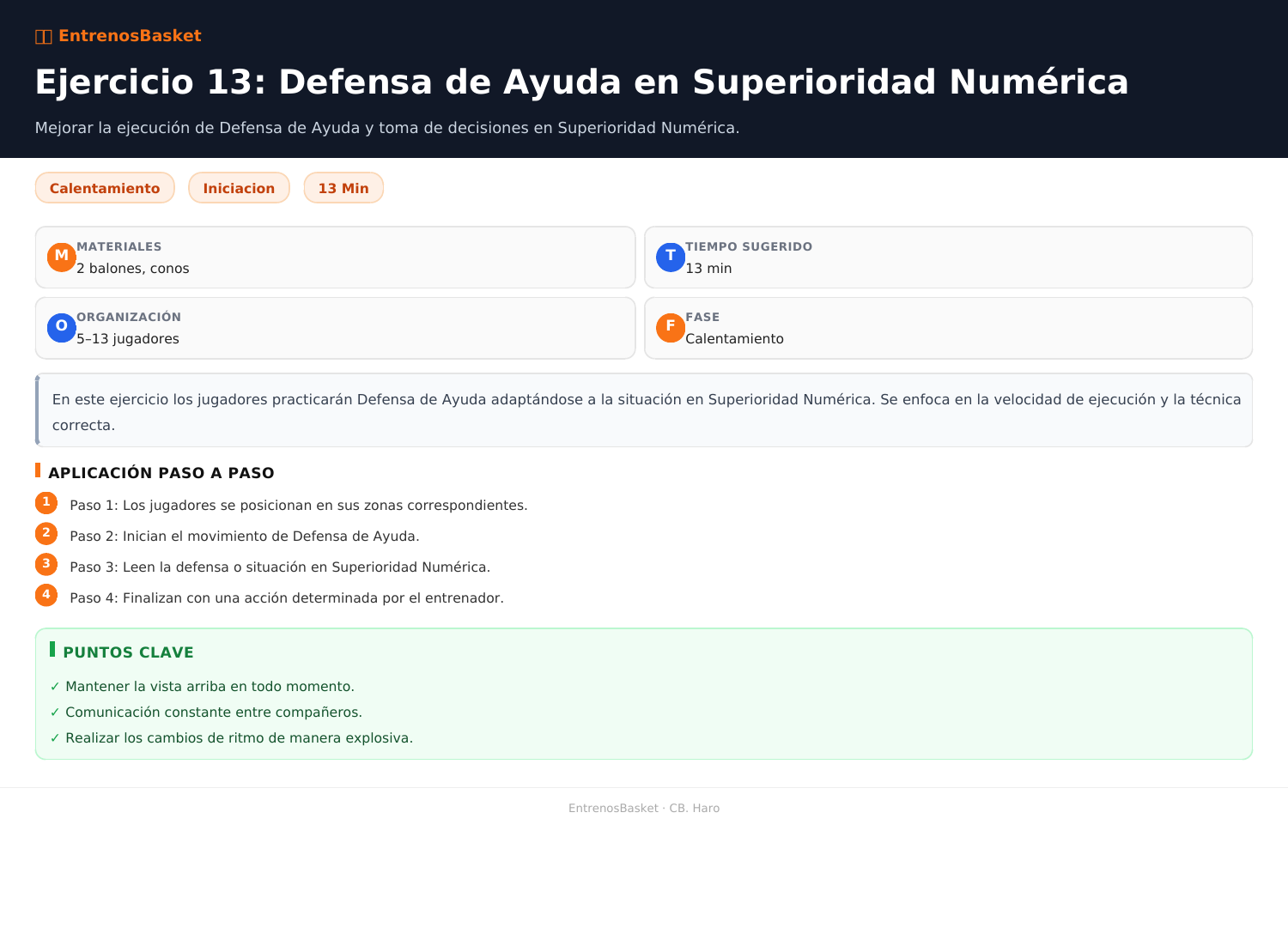 Ejercicio 13: Defensa de Ayuda en Superioridad Numérica