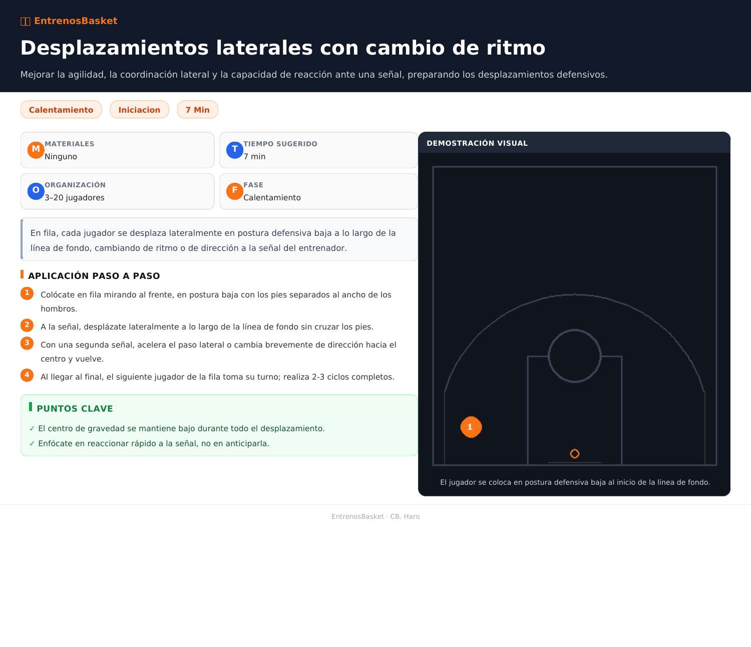 Desplazamientos laterales con cambio de ritmo