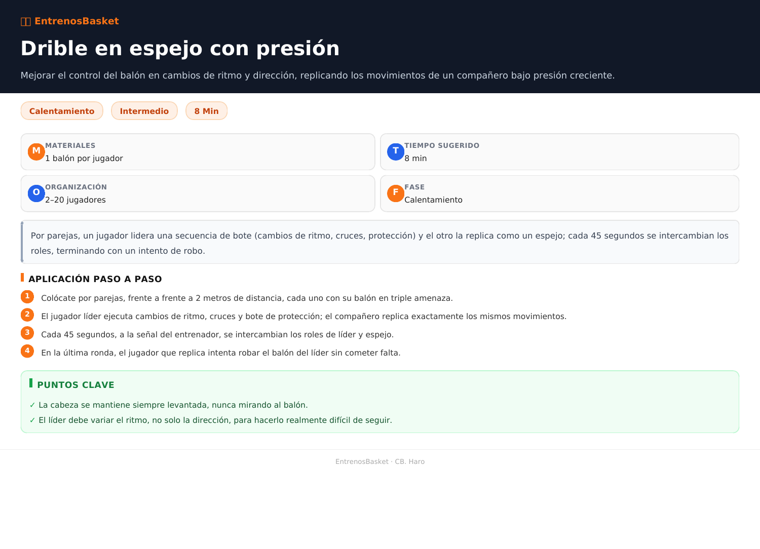 Drible en espejo con presión