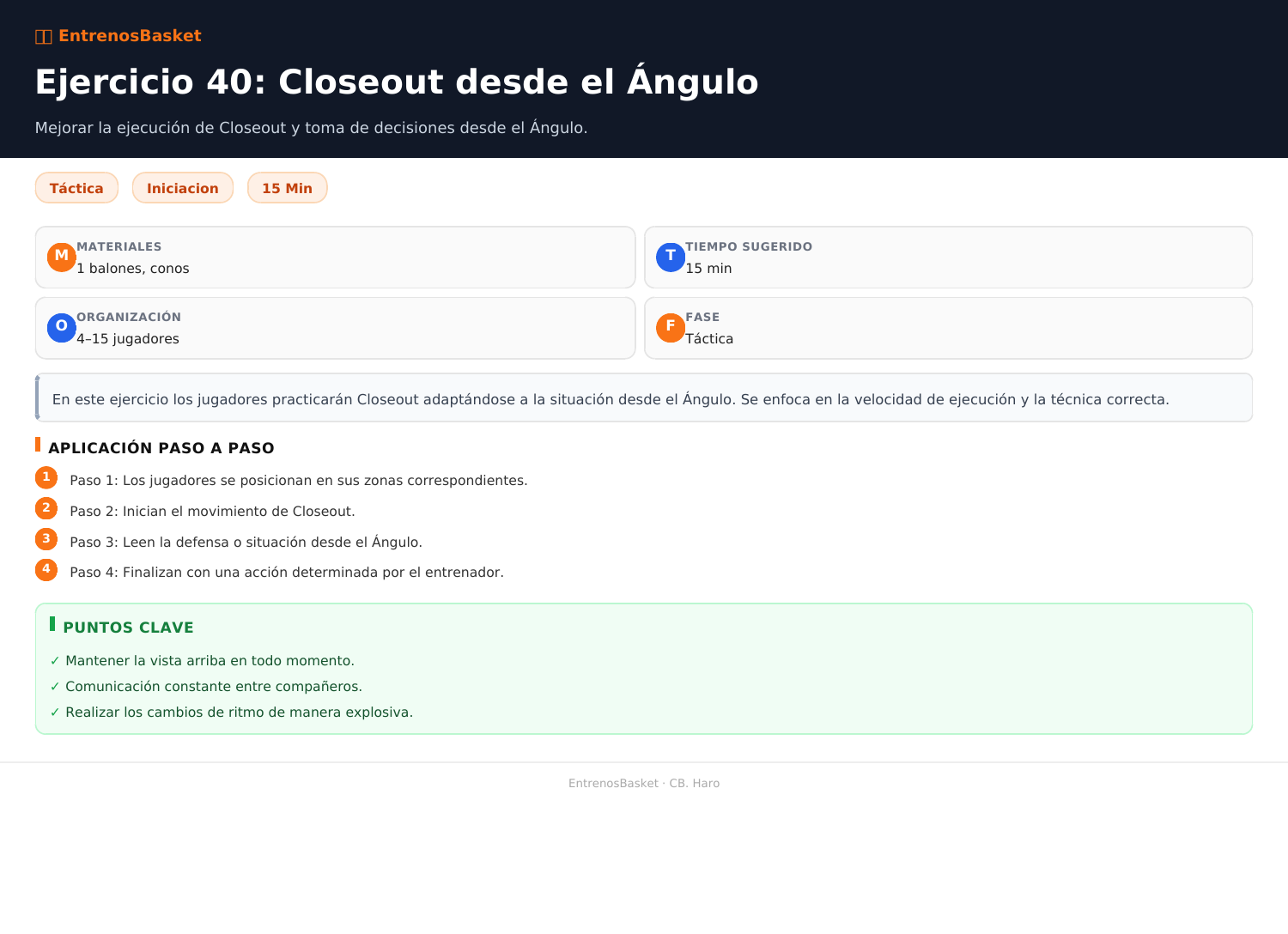 Ejercicio 40: Closeout desde el Ángulo