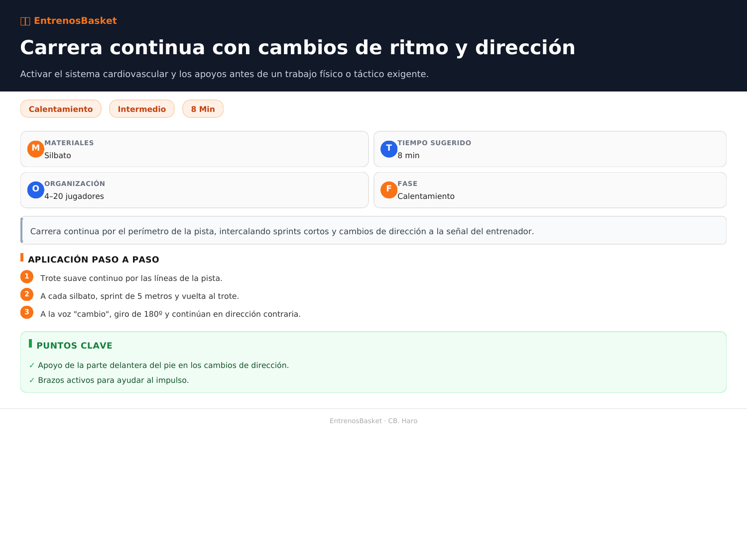 Carrera continua con cambios de ritmo y dirección