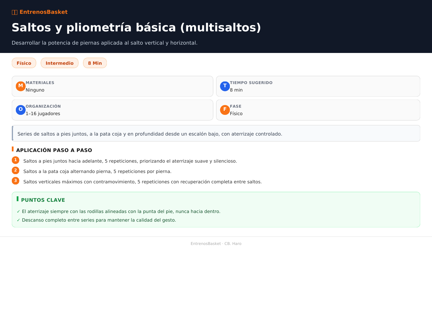 Saltos y pliometría básica (multisaltos)