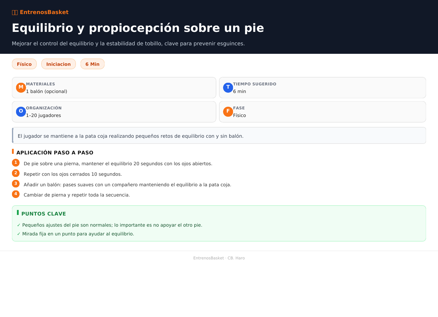 Equilibrio y propiocepción sobre un pie
