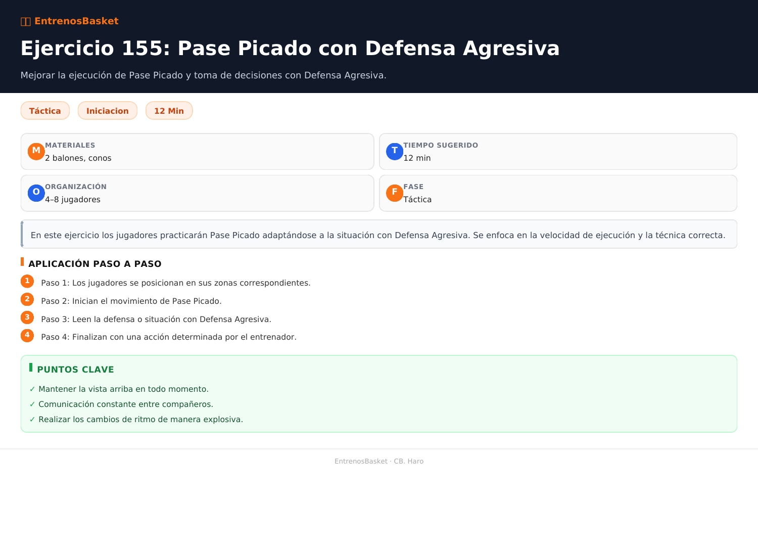 Ejercicio 155: Pase Picado con Defensa Agresiva