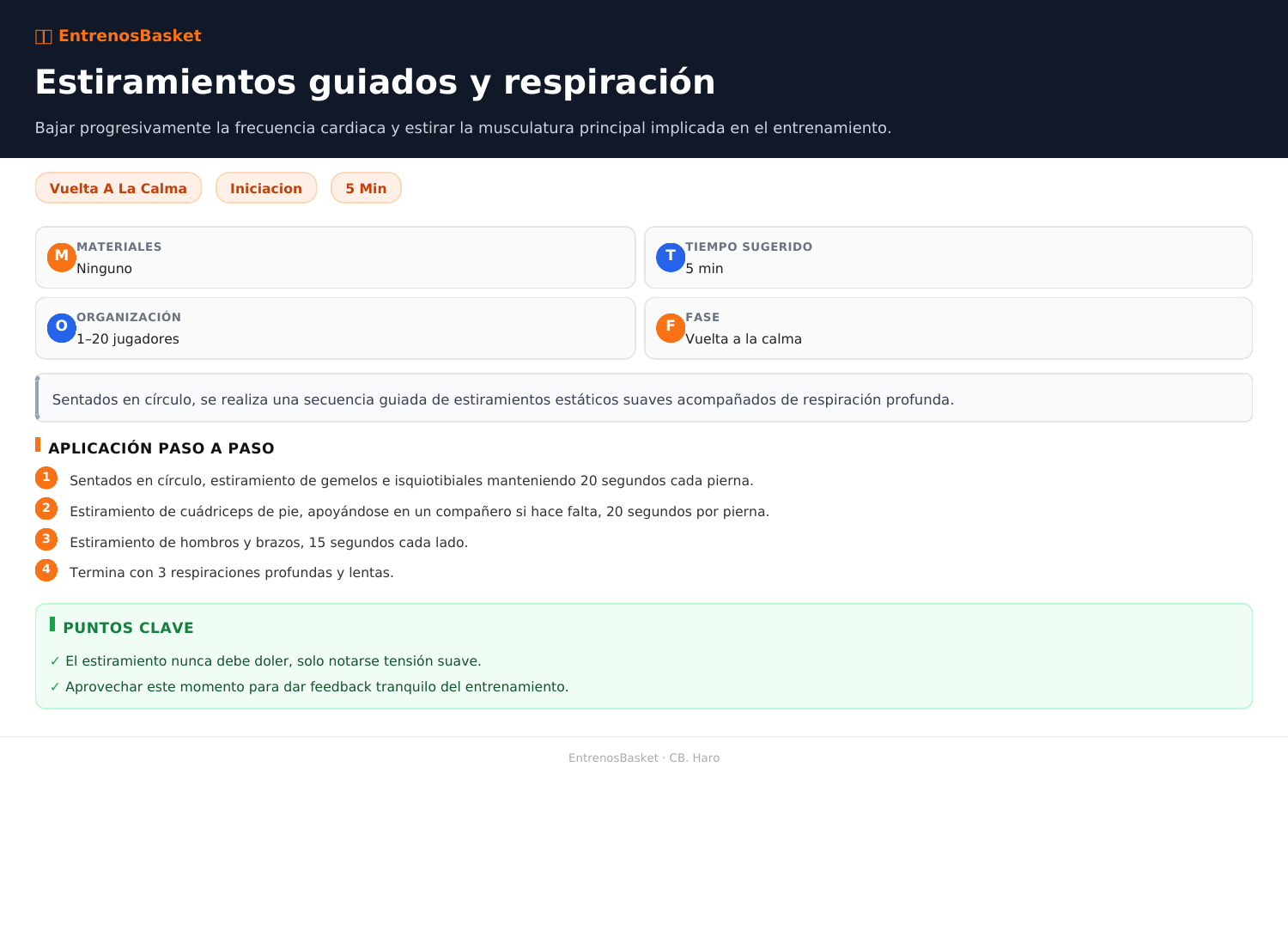 Estiramientos guiados y respiración