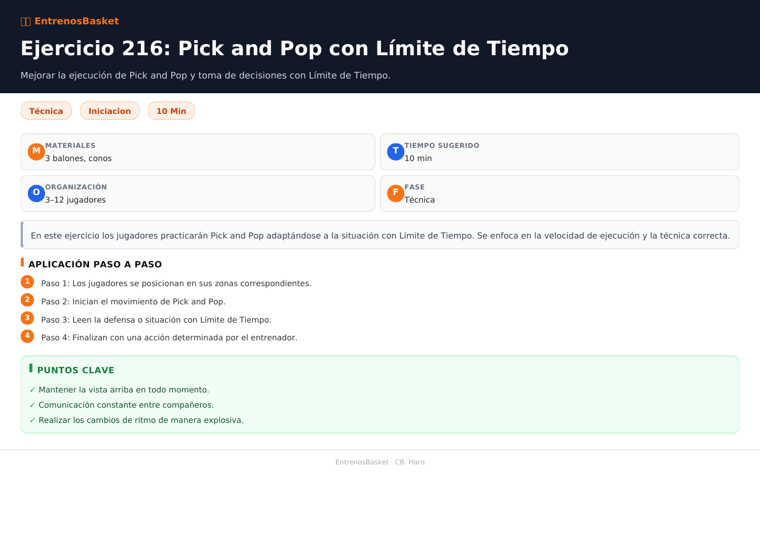 Ejercicio 216: Pick and Pop con Límite de Tiempo