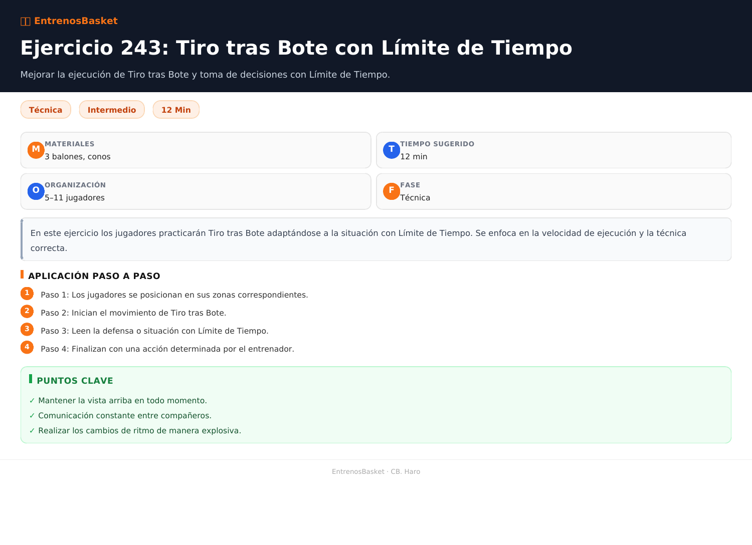Ejercicio 243: Tiro tras Bote con Límite de Tiempo