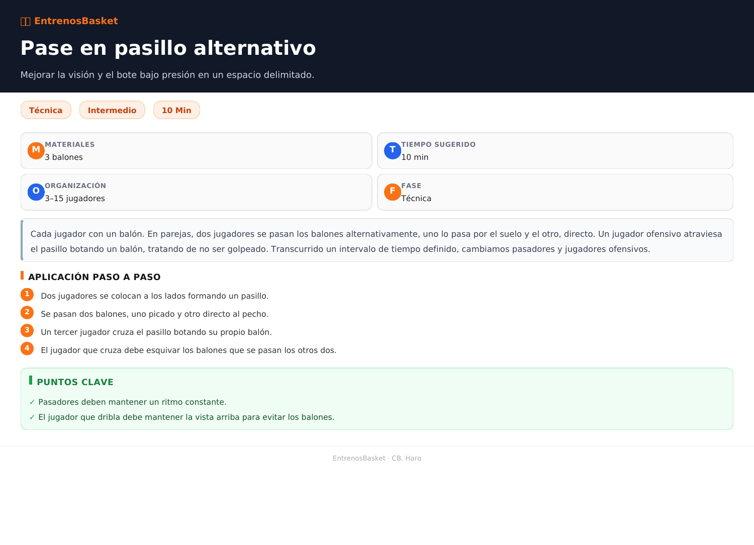 Pase en pasillo alternativo