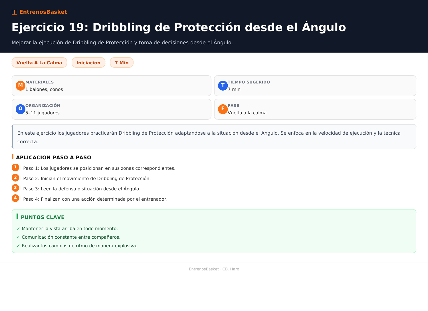 Ejercicio 19: Dribbling de Protección desde el Ángulo