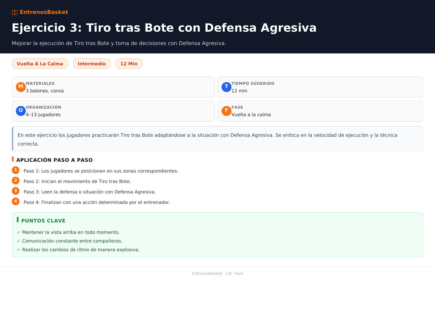 Ejercicio 3: Tiro tras Bote con Defensa Agresiva