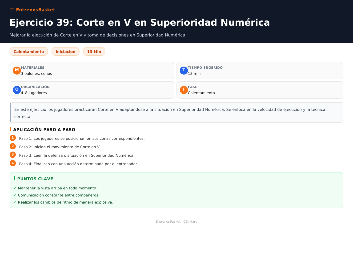 Ejercicio 39: Corte en V en Superioridad Numérica