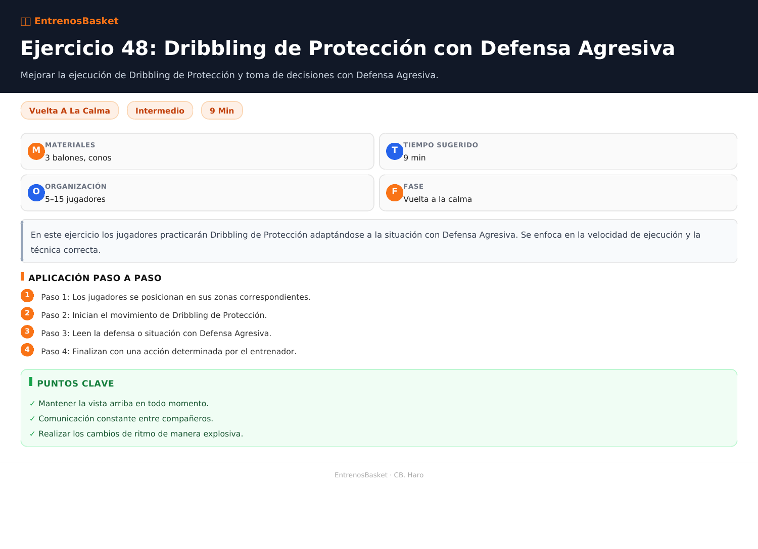 Ejercicio 48: Dribbling de Protección con Defensa Agresiva