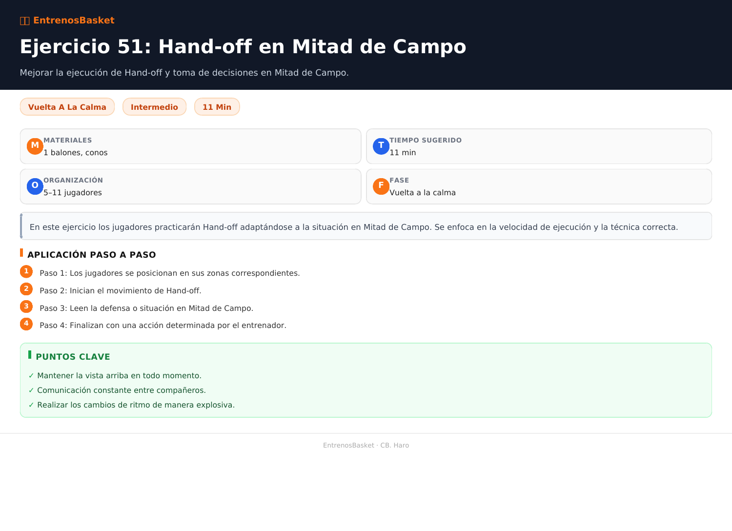 Ejercicio 51: Hand-off en Mitad de Campo