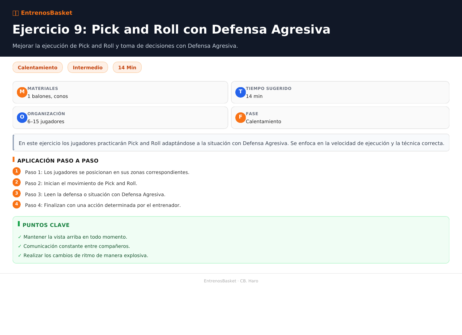 Ejercicio 9: Pick and Roll con Defensa Agresiva