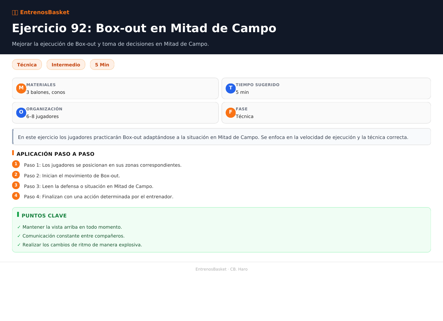 Ejercicio 92: Box-out en Mitad de Campo
