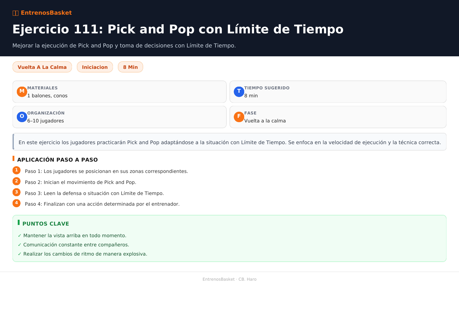 Ejercicio 111: Pick and Pop con Límite de Tiempo