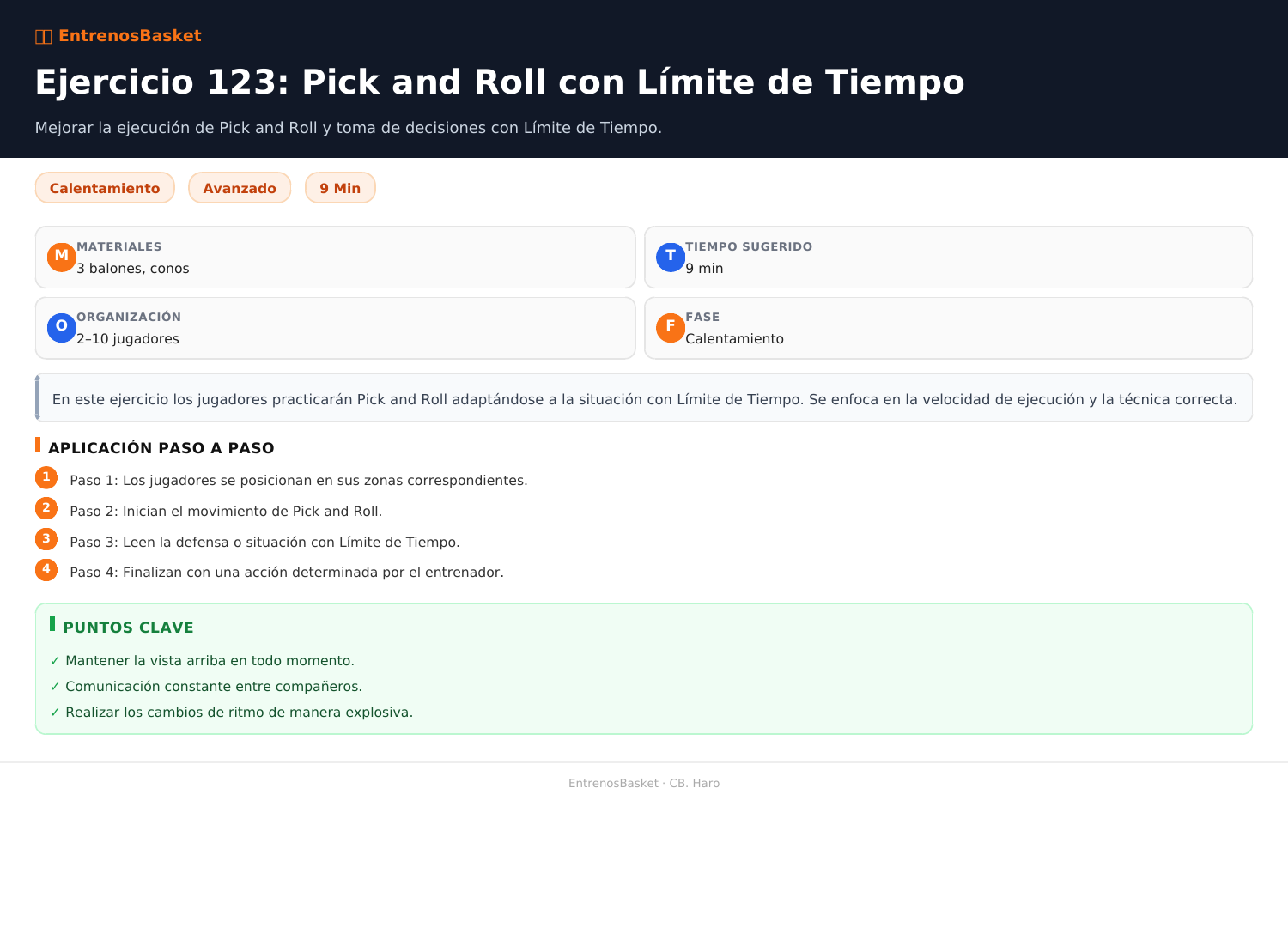 Ejercicio 123: Pick and Roll con Límite de Tiempo