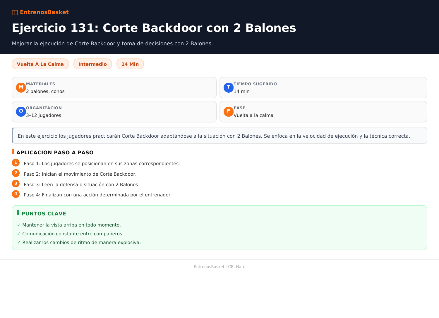 Ejercicio 131: Corte Backdoor con 2 Balones