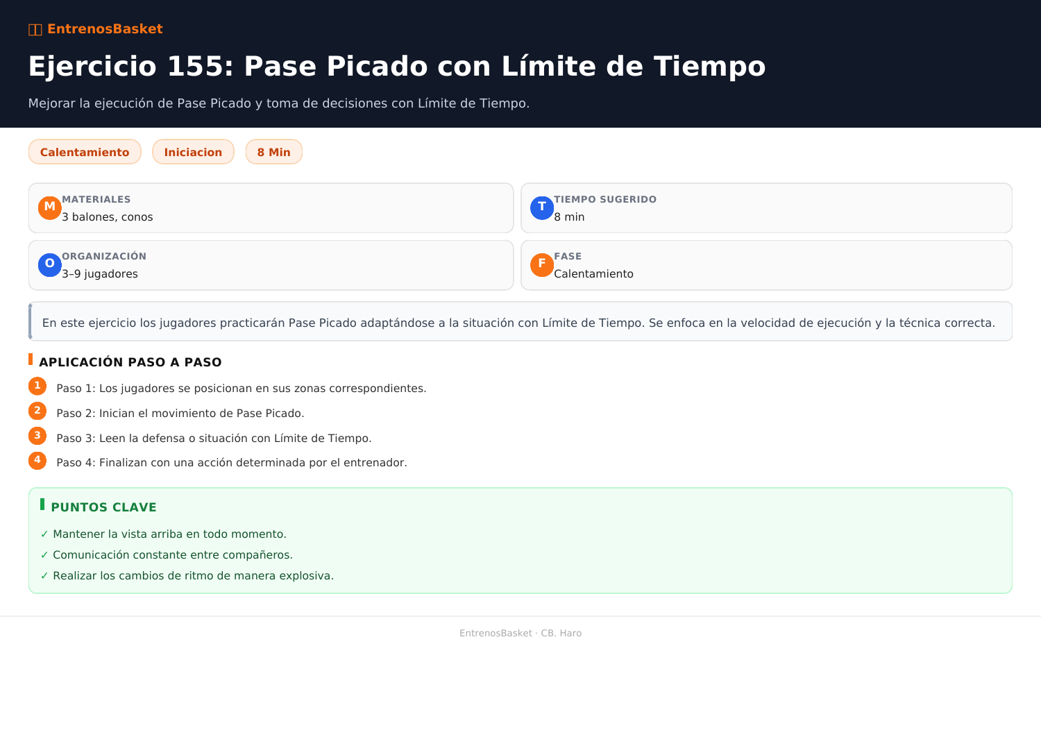 Ejercicio 155: Pase Picado con Límite de Tiempo
