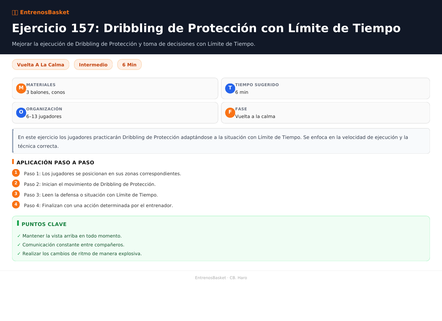 Ejercicio 157: Dribbling de Protección con Límite de Tiempo