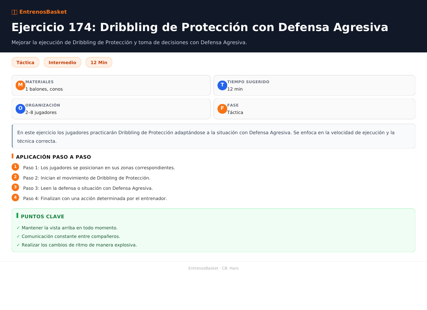 Ejercicio 174: Dribbling de Protección con Defensa Agresiva