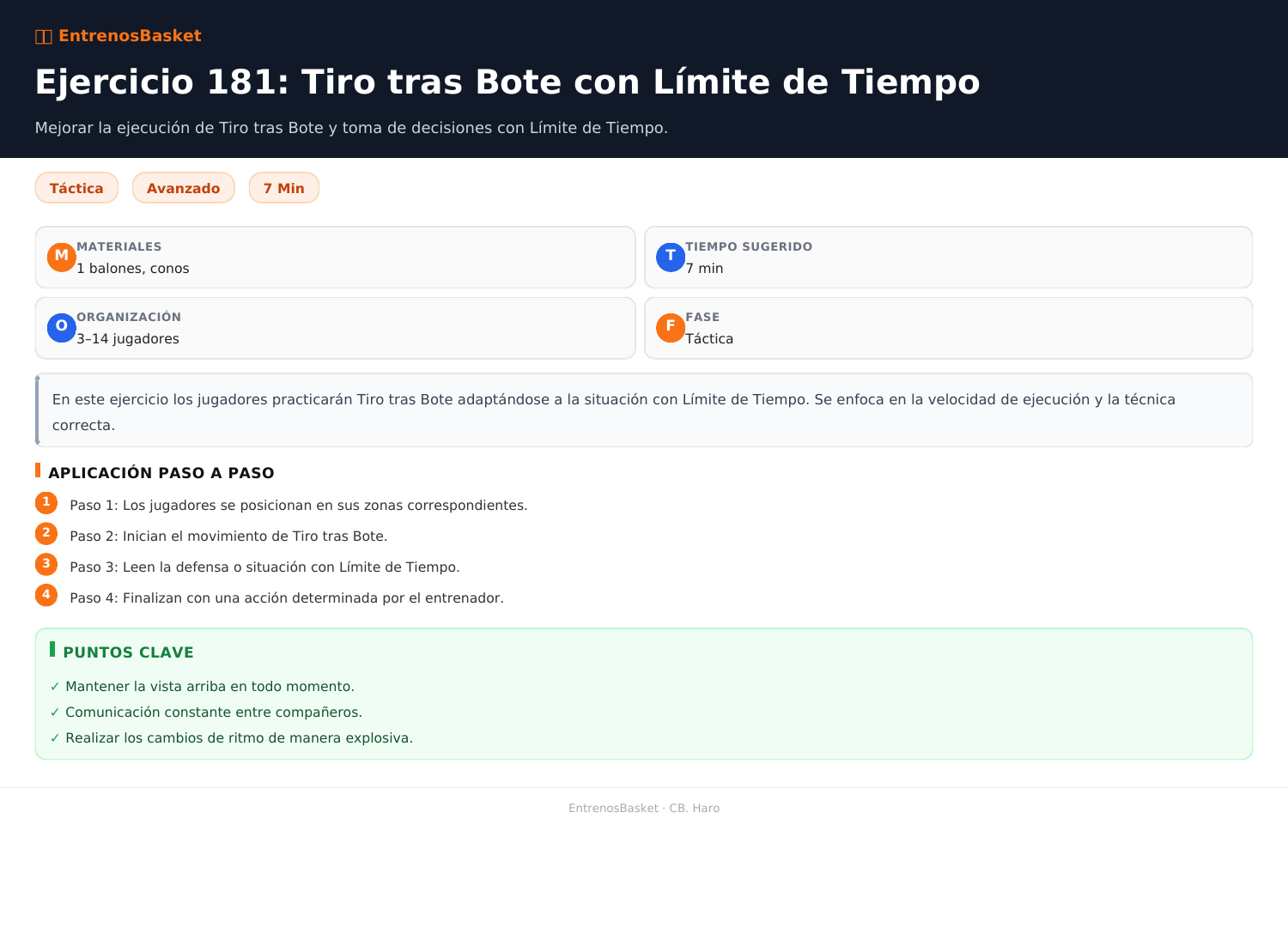 Ejercicio 181: Tiro tras Bote con Límite de Tiempo