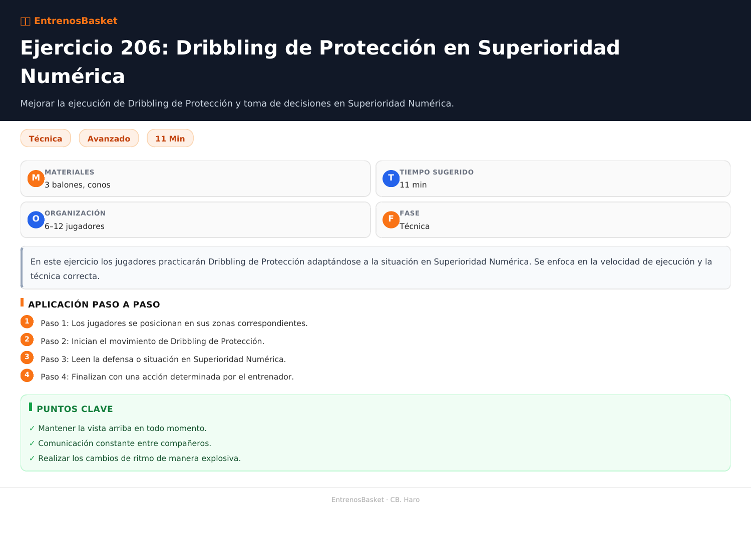 Ejercicio 206: Dribbling de Protección en Superioridad Numérica