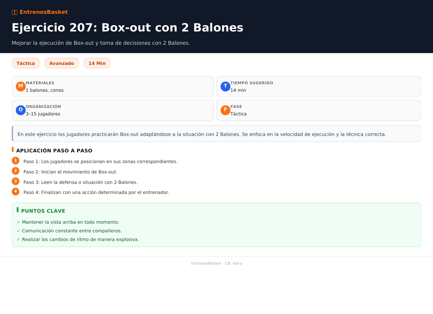 Ejercicio 207: Box-out con 2 Balones