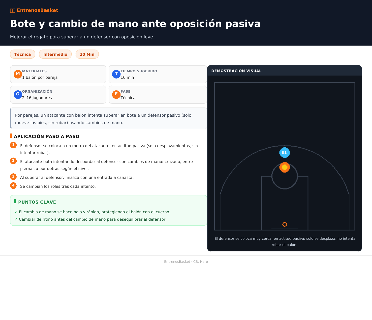 Bote y cambio de mano ante oposición pasiva